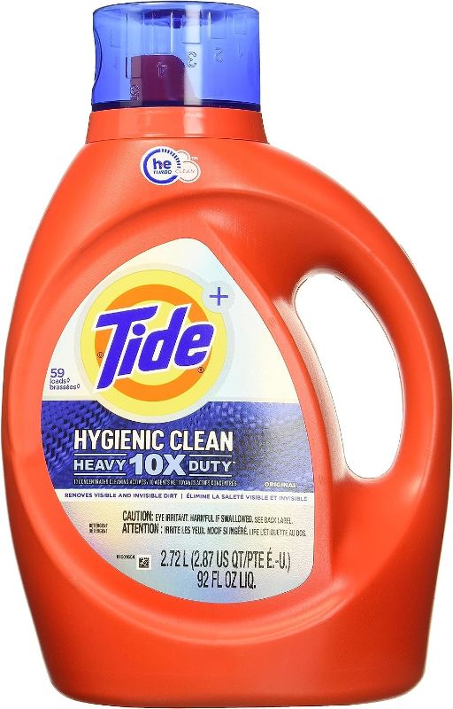 Photo 1 of Tide hygienic clean heavy 10x duty liquid laundry detergent, original, 92 oz bottle
