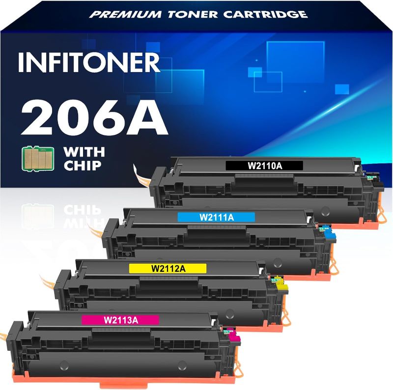 Photo 1 of 206A Toner Cartridges 4 Pack M283fdw 206X Set Compatible for HP 206A for HP Color Laserjet Pro MFP M283fdw M283cdw M255dw Printer Ink (with Chip)
