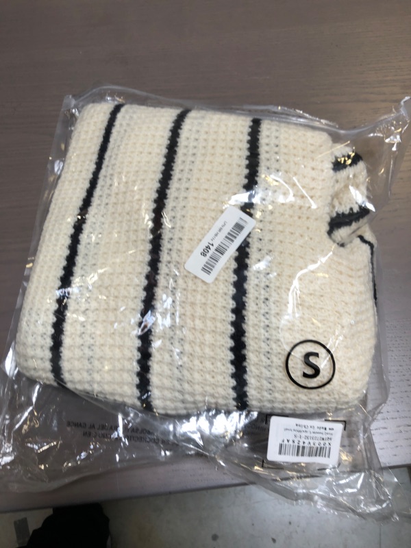 Photo 1 of AlvaQ Sweater for Women V Neck Color Block Sweaters Winter Drop Shouder Striped Knit Pullover Tunic Tops White Small