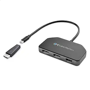 Photo 1 of Cable Matters Triple 4K DisplayPort Splitter (Mini DisplayPort Hub) with 2X 8K DisplayPort 1.4 and 1x 4K HDMI for Windows, NOT Compatible with macOS
