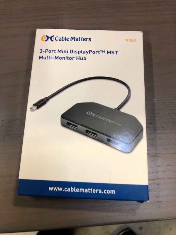 Photo 2 of Cable Matters Triple 4K DisplayPort Splitter (Mini DisplayPort Hub) with 2X 8K DisplayPort 1.4 and 1x 4K HDMI for Windows, NOT Compatible with macOS
