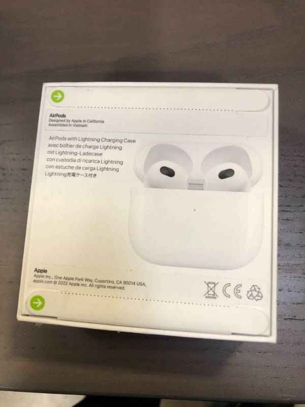 Photo 3 of Apple AirPods (3rd Generation) Wireless Ear Buds, Bluetooth Headphones, Personalized Spatial Audio, Sweat and Water Resistant, Lightning Charging Case Included, Up to 30 Hours of Battery Life
