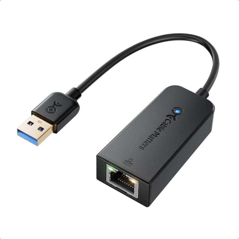 Photo 1 of Cable Matters Plug & Play USB to Ethernet Adapter with PXE, MAC Address Clone Support (USB 3.0 to Gigabit Ethernet, Ethernet to USB, Ethernet Adapter for Laptop) Supporting 10/100/1000Mbps in Black
