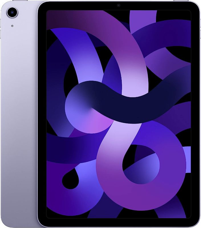 Photo 1 of Apple iPad Air (5th Generation): with M1 chip, 10.9-inch Liquid Retina Display, 64GB, Wi-Fi 6, 12MP front/12MP Back Camera, Touch ID, All-Day Battery Life – Purple
