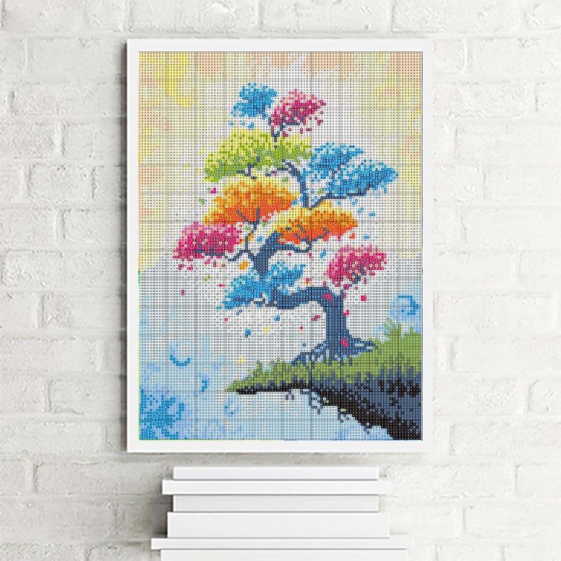 Photo 1 of 12X16inch 5D Diamond Painting Kits for Adults DIY Quaternary Tree Full Square Drill Home Wall Decor
