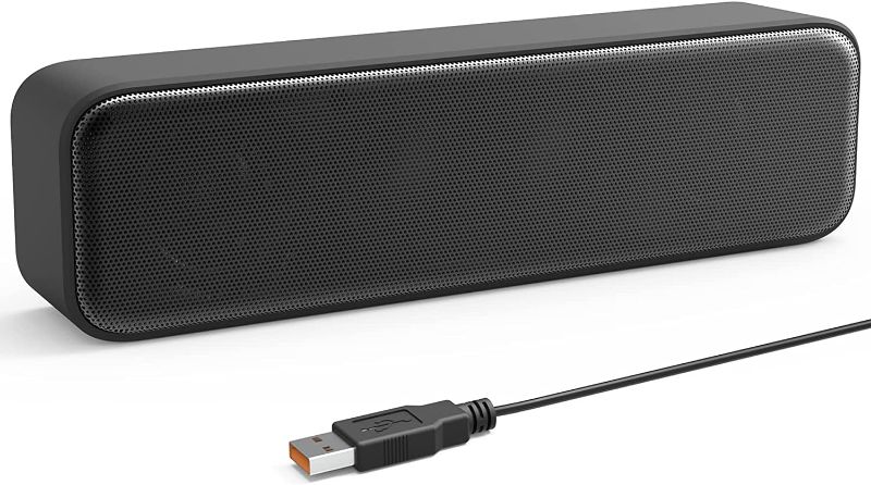 Photo 1 of [Upgraded] USB Computer /Laptop Speaker with Stereo Sound & Enhanced Bass, Portable Mini Sound Bar for Windows PCs, Desktop Computer and Laptops
