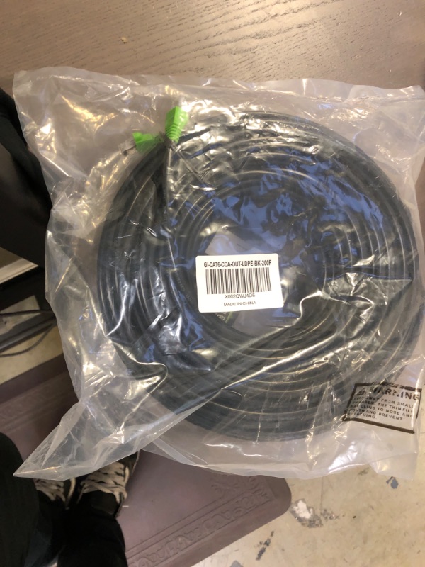 Photo 2 of GearIT Cat6 Outdoor Ethernet Cable (200 Feet) CCA Copper Clad, Waterproof, Direct Burial, In-Ground, UV Jacket, POE, Network, Internet, Cat 6, Cat6 Cable - 200ft for Personal Computer 200 Feet Black