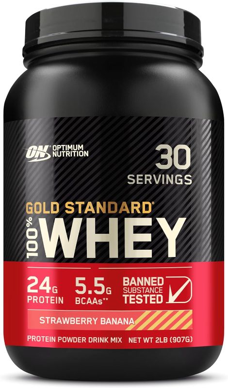 Photo 1 of Optimum Nutrition Gold Standard 100% Whey Protein Powder, Strawberry Banana 2 Pound 