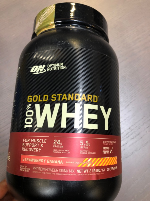 Photo 2 of Optimum Nutrition Gold Standard 100% Whey Protein Powder, Strawberry Banana 2 Pound 