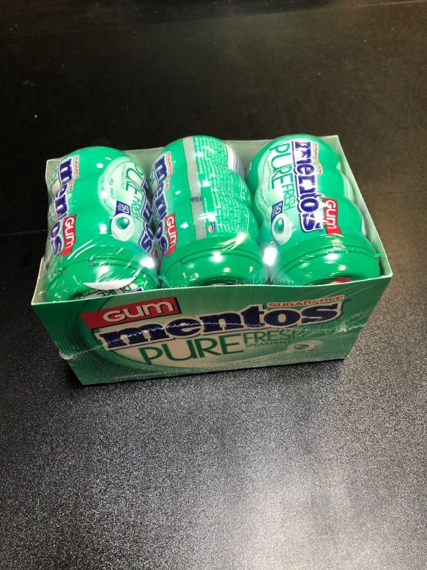 Photo 2 of Mentos Pure Fresh Sugar-Free Chewing Gum with Xylitol, Spearmint, 50 Piece Bottle (Bulk Pack of 6) Spearmint 6