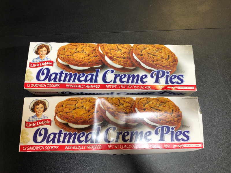 Photo 2 of Little Debbie Oatmeal Creme Pies, 12 Individually Wrapped creme pies, 16.2 Ounces, Pack of 2