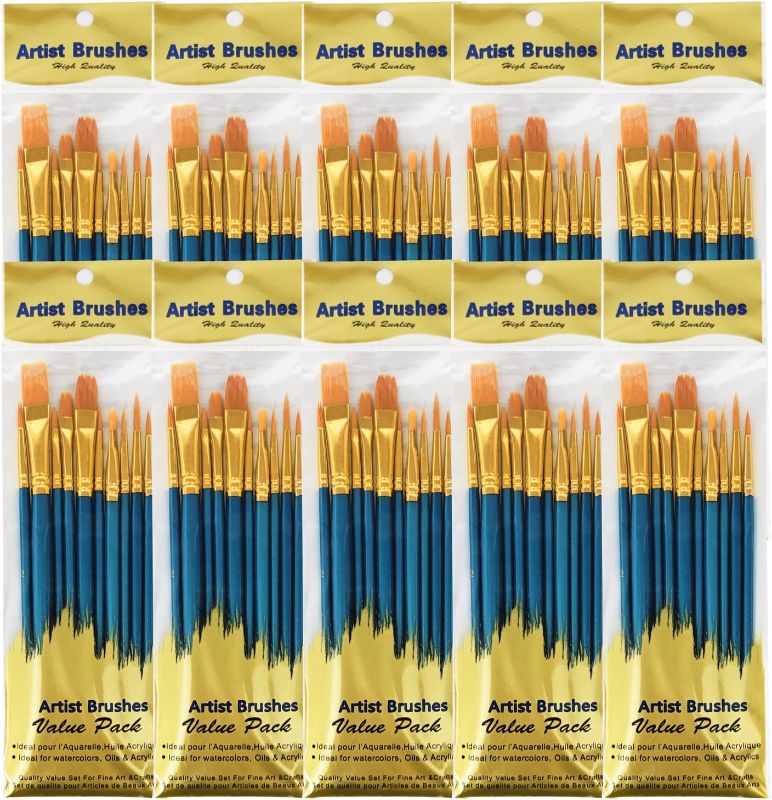 Photo 1 of 300 Pcs Paint Brushes Set, Nylon Hair Brushes for Oil and Watercolor, Round Painted Tip Artist Paintbrushes