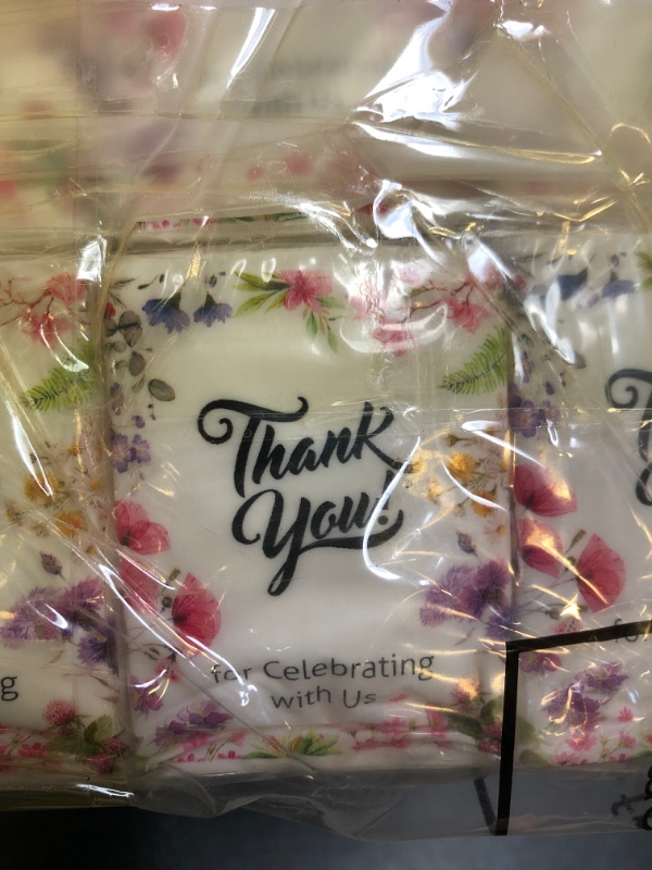 Photo 2 of 100 Packs Thank You For Celebrating With Us Tissue Packets for Weddings Birthdays