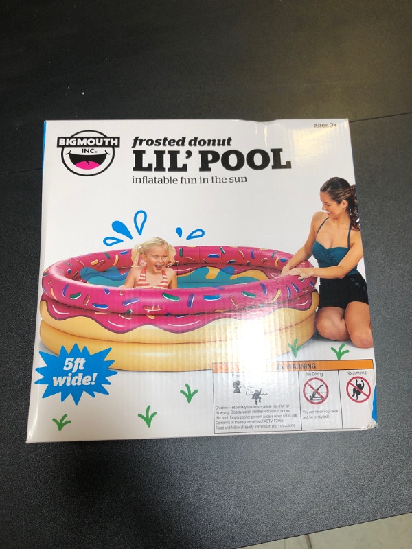 Photo 2 of BigMouth Inc. Strawberry Donut Lil' Inflatable 5' Kiddie Pool, Durable and Safe Plastic Kid Pool, Easy to Clean and Store
