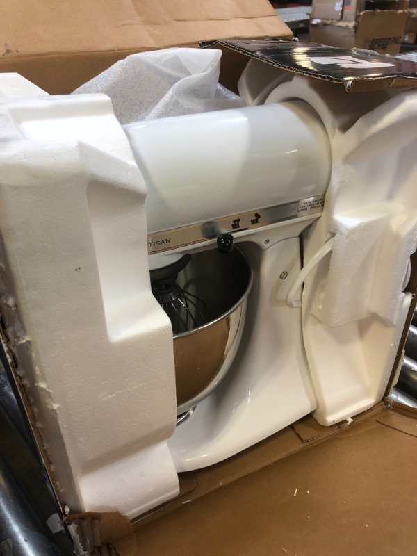 Photo 2 of KitchenAid Artisan Series 5 Quart Tilt Head Stand Mixer with Pouring Shield KSM150PS, White White Mixer