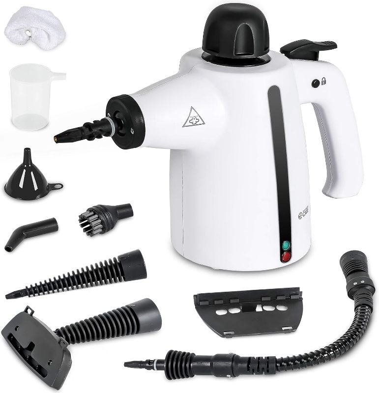 Photo 1 of COMMERCIAL CARE Handheld Steam Cleaner, 9-Piece Accessory Set, White, Steamer for Cleaning, Couch Cleaner, Steam Cleaner Carpet and Upholstery

