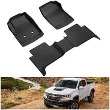 Photo 1 of KIWI MASTER Floor Mats Compatible for 2015-2022 Chevy Colorado Crew Cab / GMC Canyon Crew Cab All Weather Mat Front Rear 2 Row Seat TPE Slush Liners Black