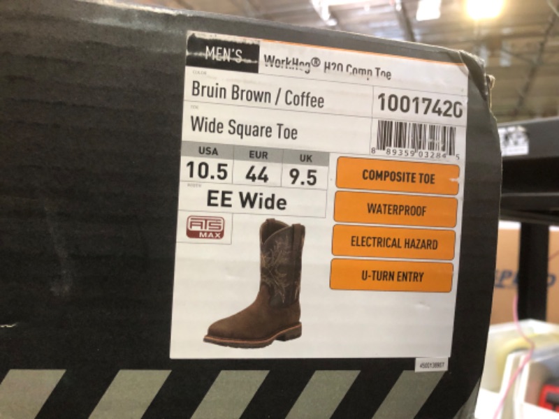 Photo 3 of Ariat WorkHog Waterproof Composite Toe Work Boots - Men's Safety Toe Western Boot 10.5 Wide Bruin Brown/Coffee