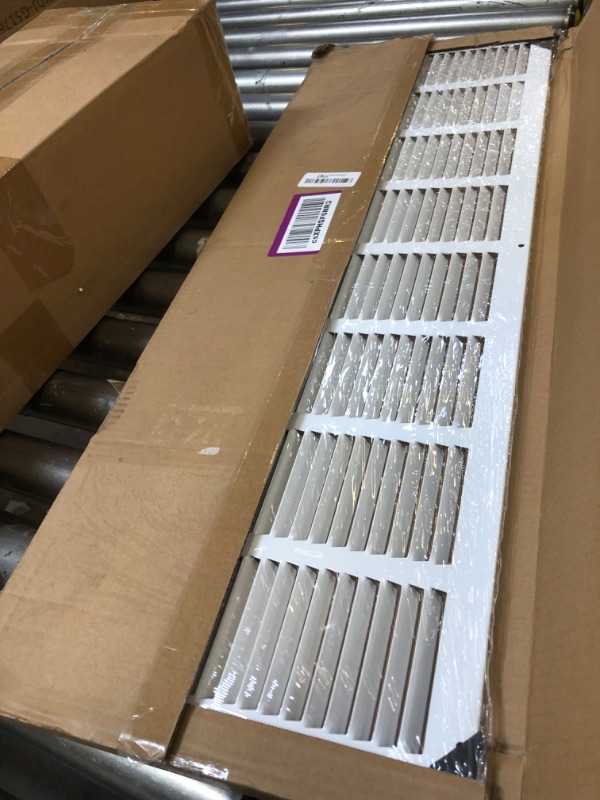 Photo 2 of 32"W x 10"H [Duct Opening Measurements] Steel Return Air Grille (HD Series) Vent Cover Grill for Sidewall and Ceiling, White | Outer Dimensions: 33.75"W X 11.75"H for 32x10 Duct Opening Duct Opening Size: 32"x10"