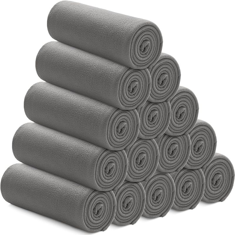 Photo 1 of 15 Pack Polar Fleece Blanket Bulk 50 x 60 Inch Fleece Throw Blankets Soft Cozy Microfleece Blanket Lightweight Warm Comfy Pet Blankets for Home Office Couch Sofa Car Airplane Travel Outdoor (Gray)
