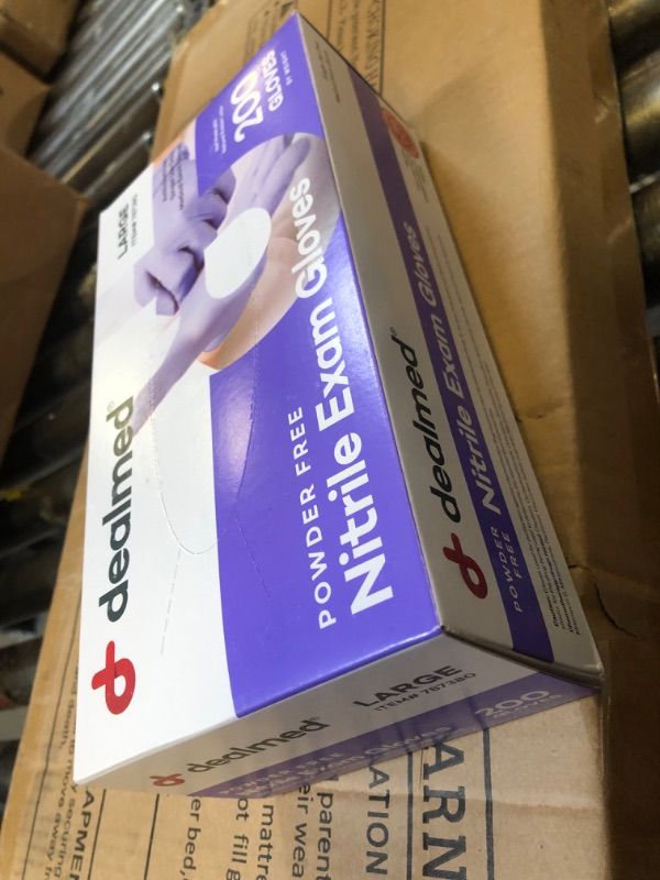 Photo 1 of Dealmed Medical Exam Gloves – 200 Count Large Nitrile Gloves, Disposable Gloves, Non-Irritating Latex Free Gloves, Multi-Purpose Use Medical Gloves for a First Aid Kit and Medical Facilities Purple (Pack of 1) Large (Pack of 200)