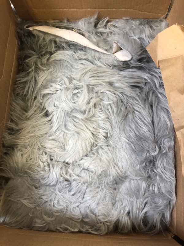 Photo 2 of SERISSA Ultra Soft Grey Faux Sheepskin Fur Rug Fluffy Area Rug for Bedroom Large Furry Rug Shaggy Rug for Bedroom Fuzzy Carpet for Living Room 4x6 Feet 4 x 6 feet Grey