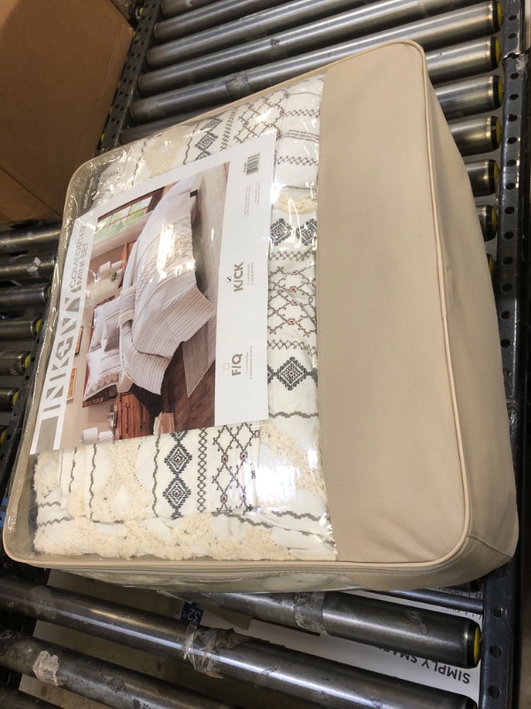 Photo 2 of INK+IVY Imani 100% Cotton Comforter Mid Century 3 Piece , Ivory, King & Imani Tufted Chenille 100% Cotton Shower Curtains, Ivory, 72"x72"