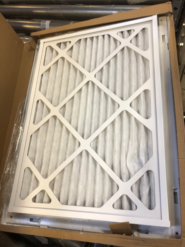 Photo 2 of 14" X 20" Return Air Filter Grille * - Filter Included * - Easy Plastic Tabs for Removable Face/Door - HVAC Vent Duct Cover - White [Outer Dimensions: 16 5/8"w X 22 5/8"h]