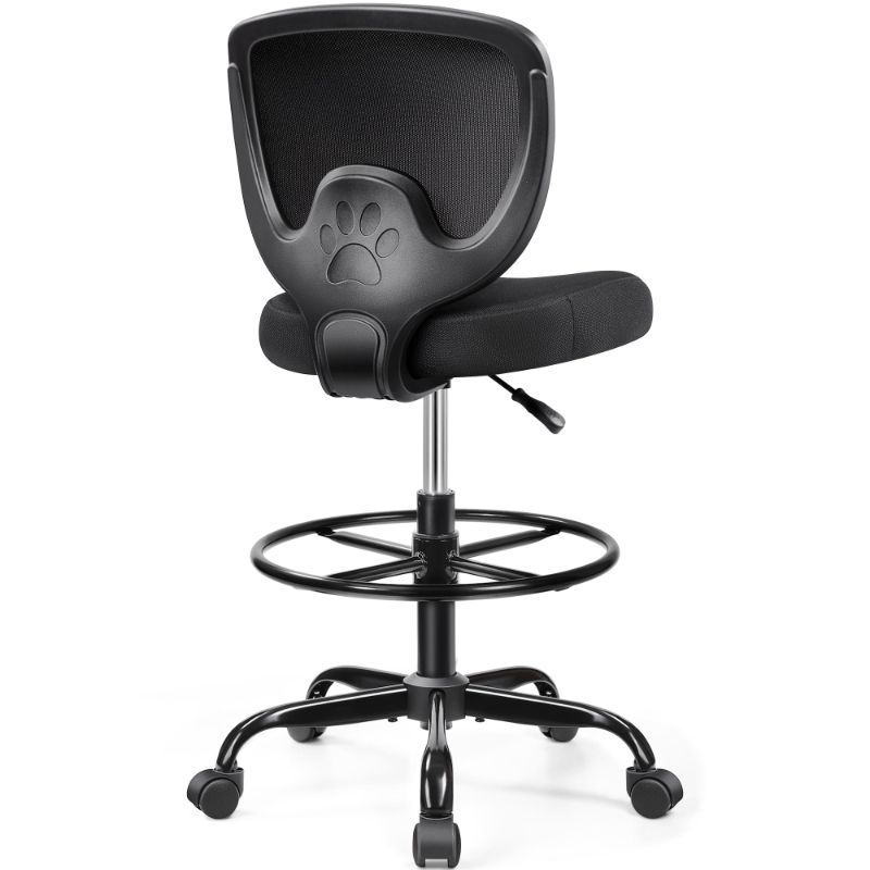 Photo 1 of Primy Office Drafting Chair, Ergonomic Tall Desk Chair with Adjustable Height and Footrest Ring, Armless Mid-Back Standing Computer Chair Executive Rolling Breathable Mesh Chair for Art Home Office
