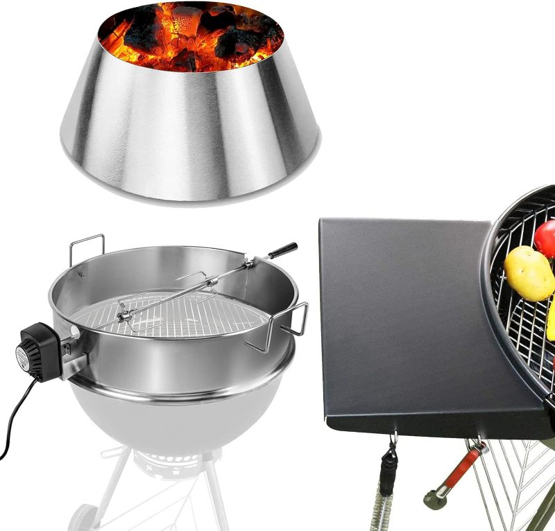Photo 1 of GRISUN BBQ Whirlpool, Grill Table Shelf and Rotisserie Kit for Weber 22 Inch Kettle
