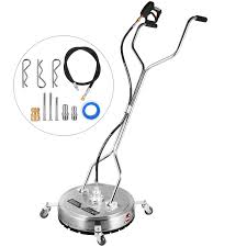 Photo 1 of VEVOR Surface Cleaner 18 inch Flat Surface Cleaner for Pressure Washer 4000psi Pressure with 3/8 Quick Connector Surface Cleaner W/ Casters 10.5GPM Stainless Steel Rotating Rod & 3 Nozzle for Patio
