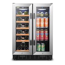 Photo 1 of Lanbo - Freestanding/Built-In 23.4'' width 18 Bottle 56 Can Dual Zone Combo Wine and Beverage Cooler - Black

