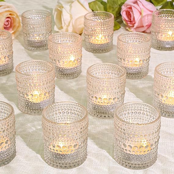 Photo 1 of SUPMIND 24 Pcs Votive Candle Holders, Clear Glass Candle Holders Bulk for Table Centerpiece, Tea Lights Candle Holders for Wedding Shower, Party and Home Decor
