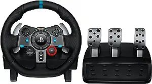 Photo 1 of Logitech G29 Driving Force Racing Wheel and Floor Pedals, Real Force Feedback, Stainless Steel Paddle Shifters, Leather Steering Wheel Cover for PS5, PS4, PC, Mac - Black
