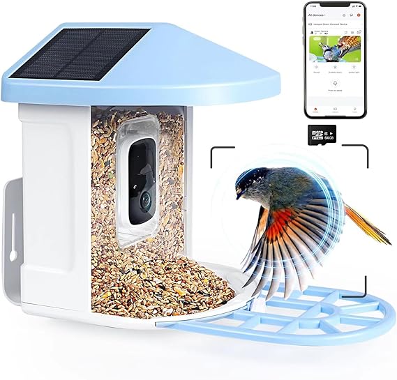 Photo 1 of Smart Bird Feeder with Camera,Bird House Camera with AI Identify Bird Species,1080P HD Bird Watching Camera Auto Capture Bird Videos & Solar Panel,Free 64GB SD Card,Ideal Gift for Mother's Day
