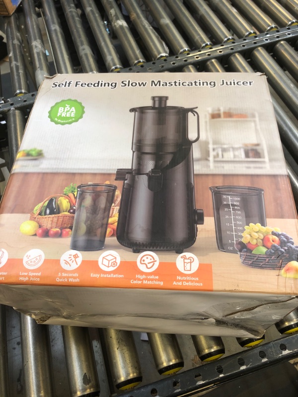 Photo 2 of Cold Press Juicer, Amumu Slow Masticating Machines with 5.3" Extra Large Feed Chute Fit Whole Fruits & Vegetables Easy Clean Self Feeding Effortless for Batch Juicing, High Juice Yield, BPA Free 250W