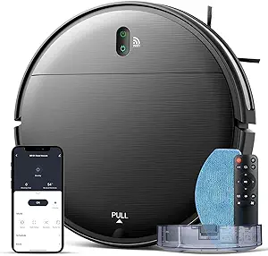 Photo 1 of Robot Vacuum and Mop Combo, 2 in 1 Mopping Robot Vacuum Cleaner with Schedule, Wi-Fi/App/Alexa, 1400Pa Max Suction, Self-Charging Robotic Vacuum, Slim, Ideal for Hard Floor, Pet Hair, Low-Pile Carpet Black
