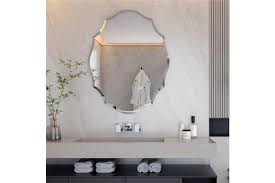 Photo 1 of Wall Art Mirror Decorative Mirror Bathroom Vanity Mirror Oval Waved Shape (Size Large)

