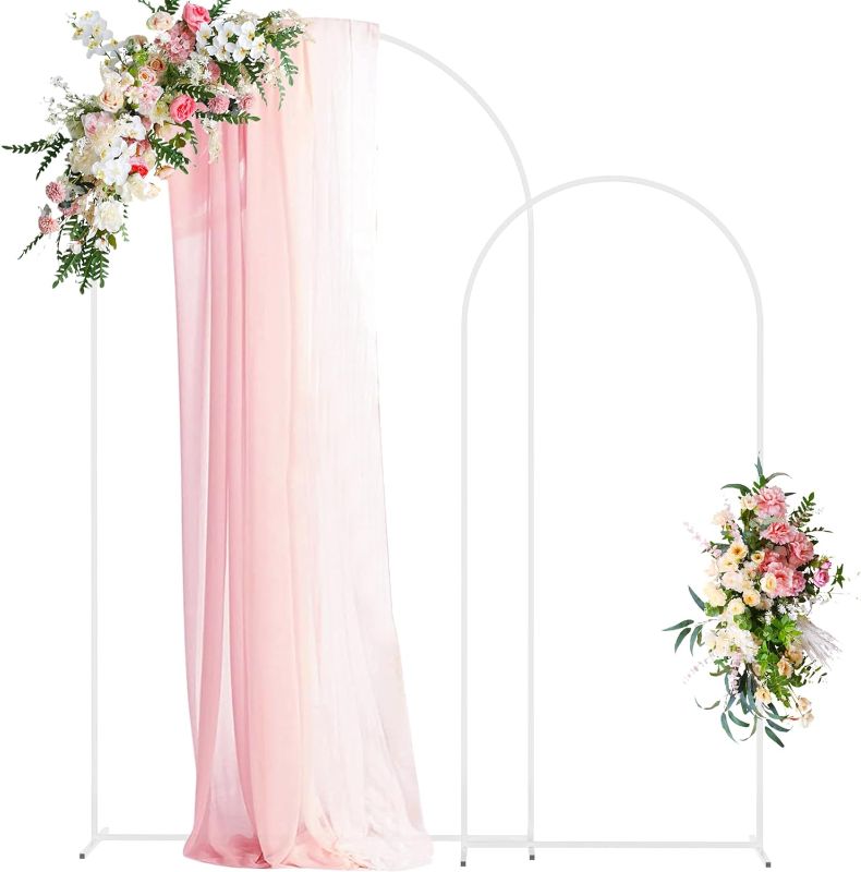 Photo 1 of Wokceer Wedding Arch Stand 7.2FT, 6FT White Metal Arch Backdrop Stand Set of 2 for Birthday Party Wedding Ceremony Baby Shower Graduation Decoration
