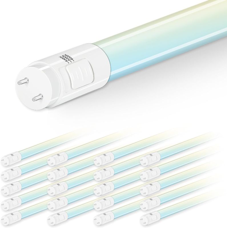 Photo 1 of 20 Pack 3CCT 4FT LED T8 Hybrid Type A+B Light Tube, 18W, 4000K/5000K/6500K Selectable, Plug & Play or Ballast Bypass, Single or Double End Powered, 2300lm, Frosted Cover, T8 T10 T12, 120-277V, UL, FCC

