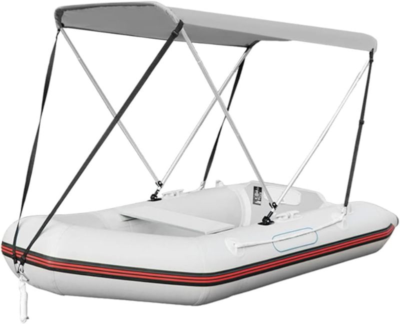Photo 1 of Nisorpa Boat Bimini Top, 4 Bow Bimini Top Covers Waterproof Boat Canopy Sun Shade, Bimini Replacement Top with Frame Hardware, Universal Inflatable Boat Canopies 39.3-55in Bimi Top Cover with 4 Strap
