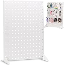 Photo 1 of Moxweyeni Pegboard Display Stand for Craft Shows Metal Pegboard Jewelry Display Stands Tabletop Pegboard Display for Retail Stores Vendors Selling Jewelry Accessories Earring 17'' x 13' (White)