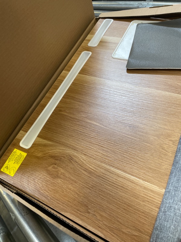 Photo 1 of HUANUO Lap Desk - Fits up to 17 inches Laptop Desk, Built in Mouse Pad & Wrist Pad for Notebook, Laptop, Tablet, Laptop Stand with Tablet, Pen & Phone Holder (Wood Grain) Light Brown Woodgrain
