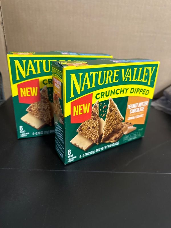 Photo 2 of exp date 05/2024--2pack Nature Valley Crunchy Dipped Granola Squares, Peanut Butter Chocolate, 6 ct (Pack of 2) Peanut Butter Chocolate 6 Count (Pack of 2)