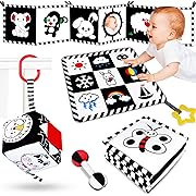 Photo 1 of 4 Pcs Baby Toys 0-3 Months Black and White High Contrast Newborn Toys - Tummy Time Toys Montessori Toys for Babies 0 3 6 9 Months - Infant Sensory Soft Book Toys for Babies Girls Boys Baby Gifts4 Pcs Baby Toys 0-3 Months Black and White High Contrast Newb