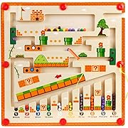 Photo 1 of Bruvoalon Magnetic Color and Number Maze, Montessori Toys for 3+ Year Old, Wooden Puzzle Activity Board