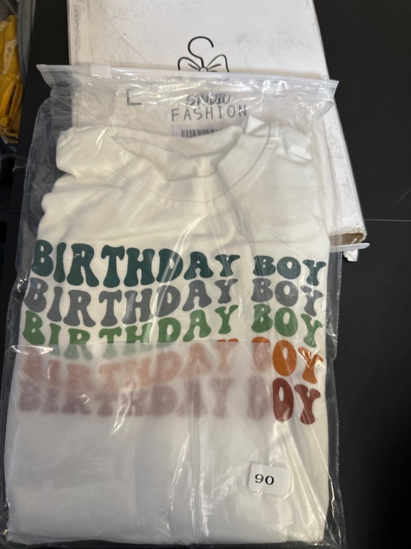 Photo 2 of Size 90--Ritatte Birthday Boy Shirt Toddler Boys Birthday Outfit 1st 2nd 3rd 4th 5th Gift Short Sleeve Party T-Shirt(White)