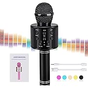Photo 1 of VAPCUFF Kids Gifts for Girls Age 5 6 7 8 9, Handheld Karaoke Microphone for Kids Birthday Gifts Toys for 5-15 Years Old Boys Girls Teens - Black