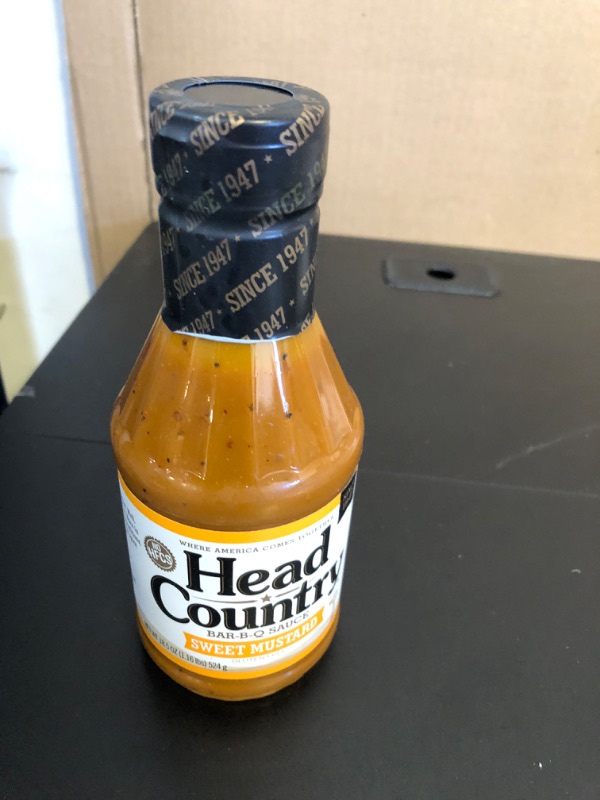 Photo 2 of exp date 08/2025--Head Country Bar-B-Q Sauce, Sweet Mustard | Soy Free, Gluten Free Barbecue Sauce With No Added Preservatives | Sweet & Tangy Championship BBQ Sauce For Chicken, Pork, Ribs & More | 20 Ounce, Pack of 6