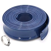 Photo 1 of 1-1/2" x 100 FT Pool Backwash Hose Blue Heavy-Duty Discharge Hose Reinforced PVC Lay Flat Flexible Pump Hose for Swimming Pool With 1 Clamp